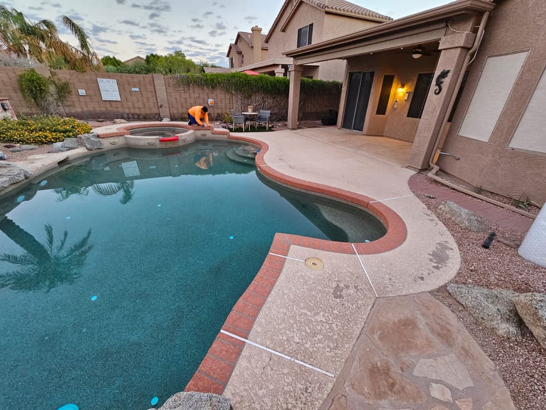 Before pool deck resurfacing